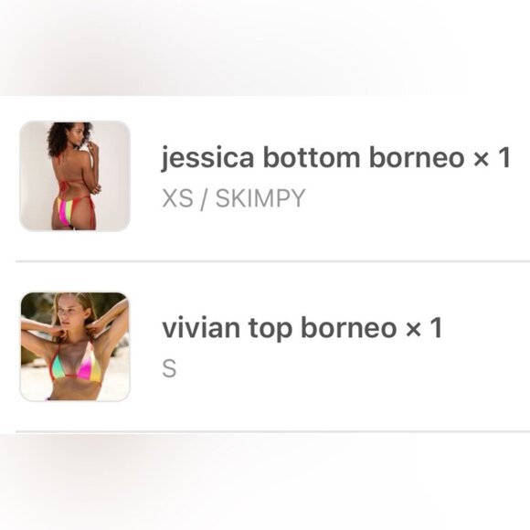 NWT OneOne Swimwear Bikini SET Borneo Red Triangle Vivian Jessica Small XS New - Picture 4 of 6